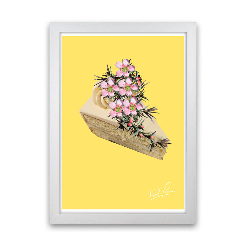 Yellow Cake Food Print, Framed Kitchen Wall Art White Grain