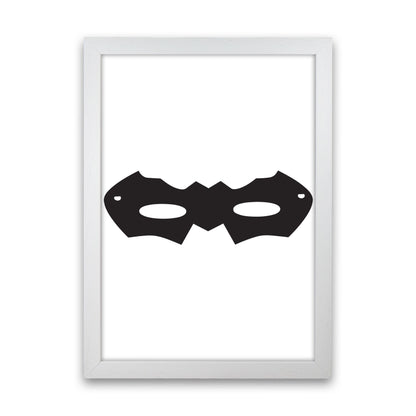 Superhero Mask Framed Nursey Wall Art Print White Grain