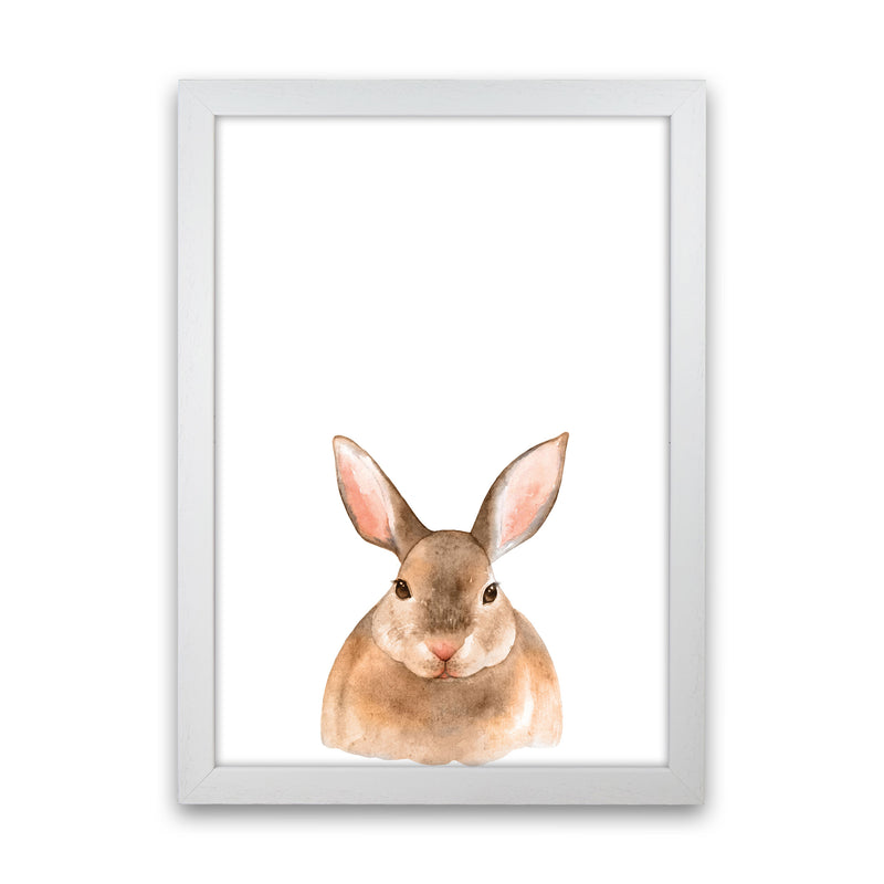 Forest Friends, Cute Bunny Modern Print Animal Art Print White Grain
