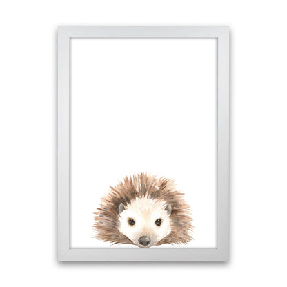 Forest Friends, Cute Hedgehog Modern Print Animal Art Print White Grain