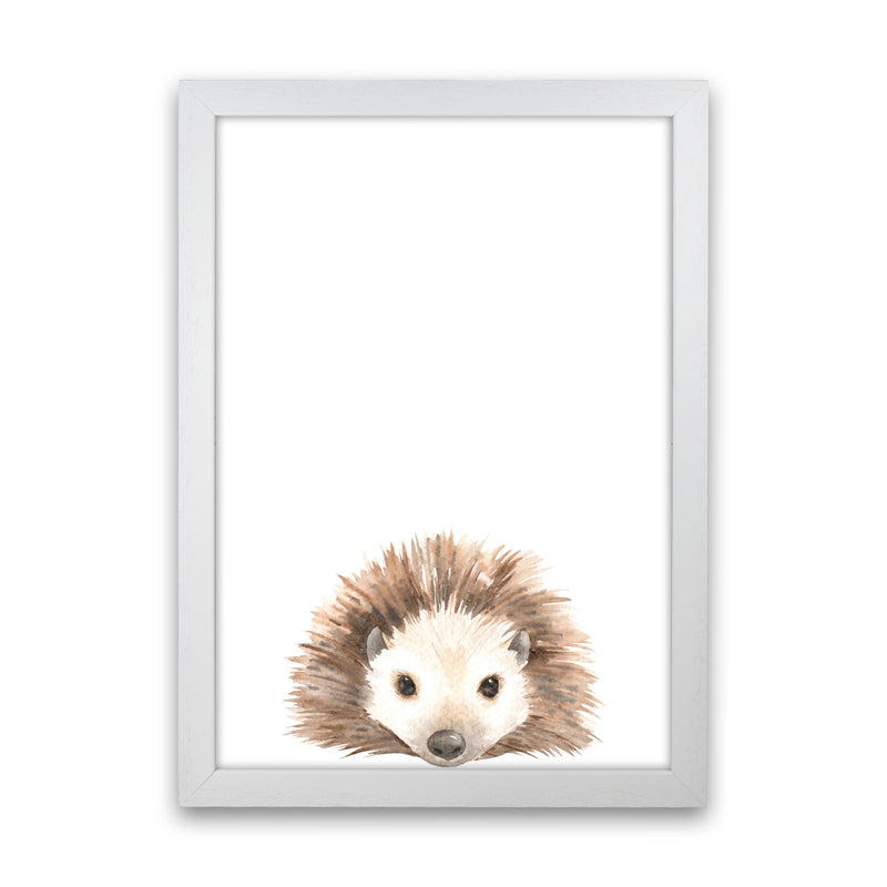 Forest Friends, Cute Hedgehog Modern Print Animal Art Print White Grain
