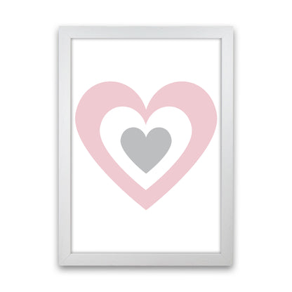 Pink And Grey Heart Modern Print White Grain