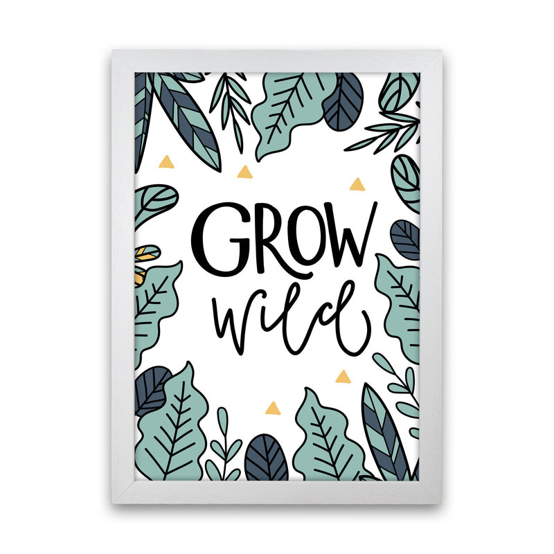 Grow Wild Floral Modern Print, Framed Kitchen Wall Art White Grain