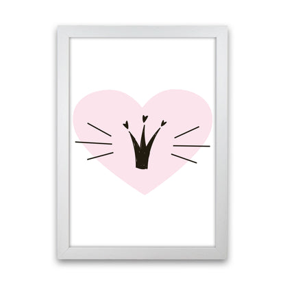 Crown With Pink Heart Framed Nursey Wall Art Print White Grain
