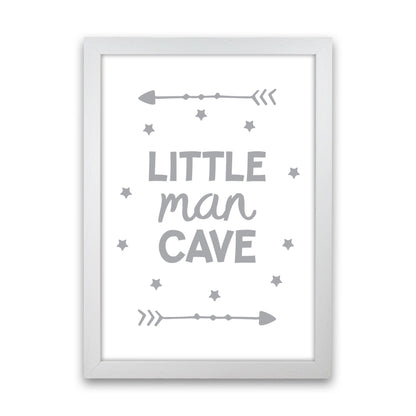 Little Man Cave Grey Arrows Framed Nursey Wall Art Print White Grain
