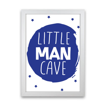 Little Man Cave Navy Circle Framed Nursey Wall Art Print White Grain