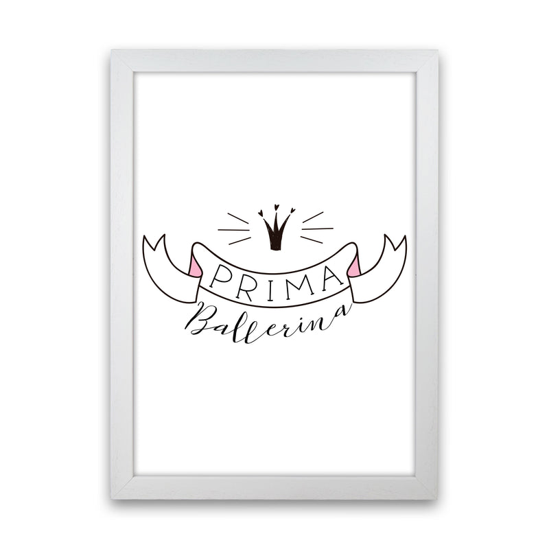 Prima Ballerina Framed Nursey Wall Art Print White Grain