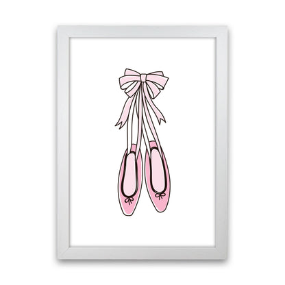 Ballerina Shoes Framed Nursey Wall Art Print White Grain