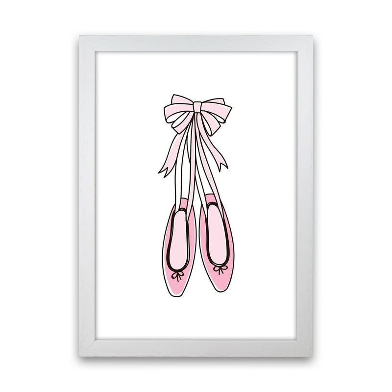 Ballerina Shoes Framed Nursey Wall Art Print White Grain