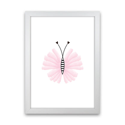 Pink Butterfly Modern Print Animal Art Print White Grain