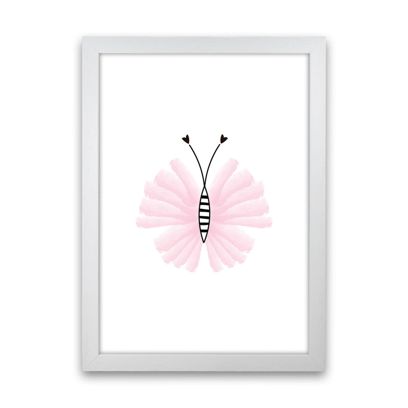 Pink Butterfly Modern Print Animal Art Print White Grain