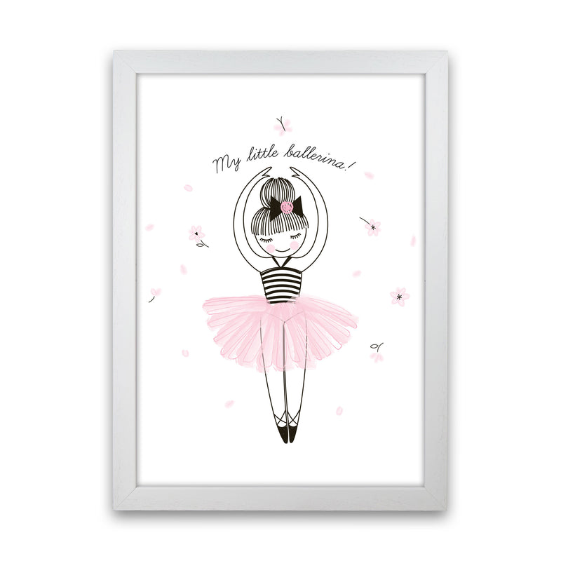 My Little Ballerina Framed Nursey Wall Art Print White Grain