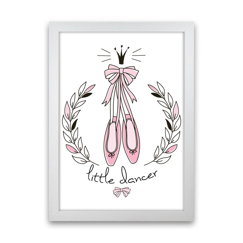 Little Dancer Shoes Framed Nursey Wall Art Print White Grain