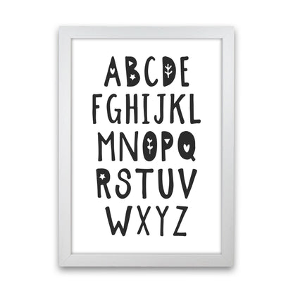 Black Alphabet Framed Nursey Wall Art Print White Grain