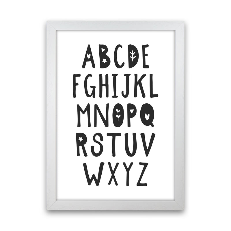 Black Alphabet Framed Nursey Wall Art Print White Grain