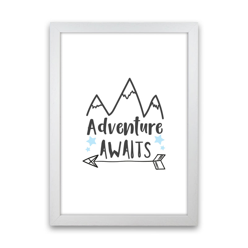 Adventure Awaits Framed Typography Wall Art Print White Grain