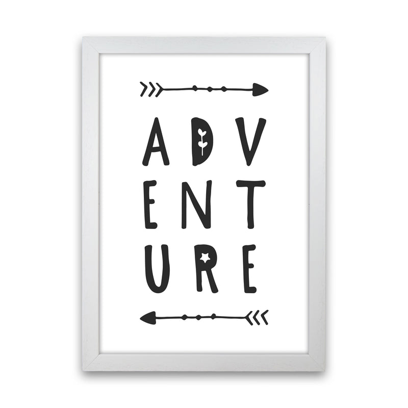Adventure Black Framed Typography Wall Art Print White Grain