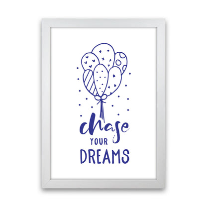 Chase Your Dreams Navy Framed Typography Wall Art Print White Grain