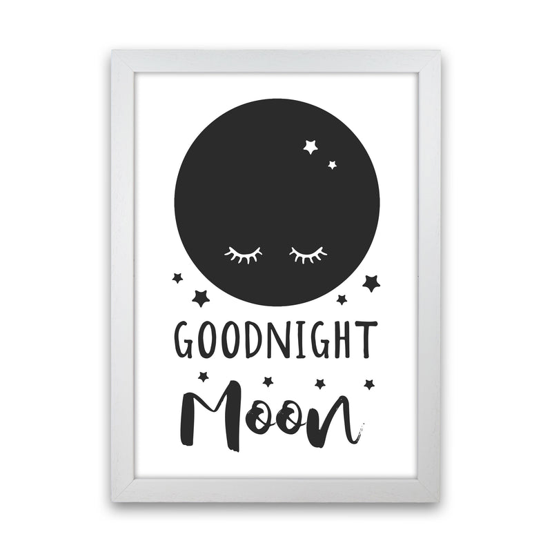 Goodnight Moon Black Framed Nursey Wall Art Print White Grain