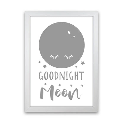 Goodnight Moon Grey Framed Nursey Wall Art Print White Grain