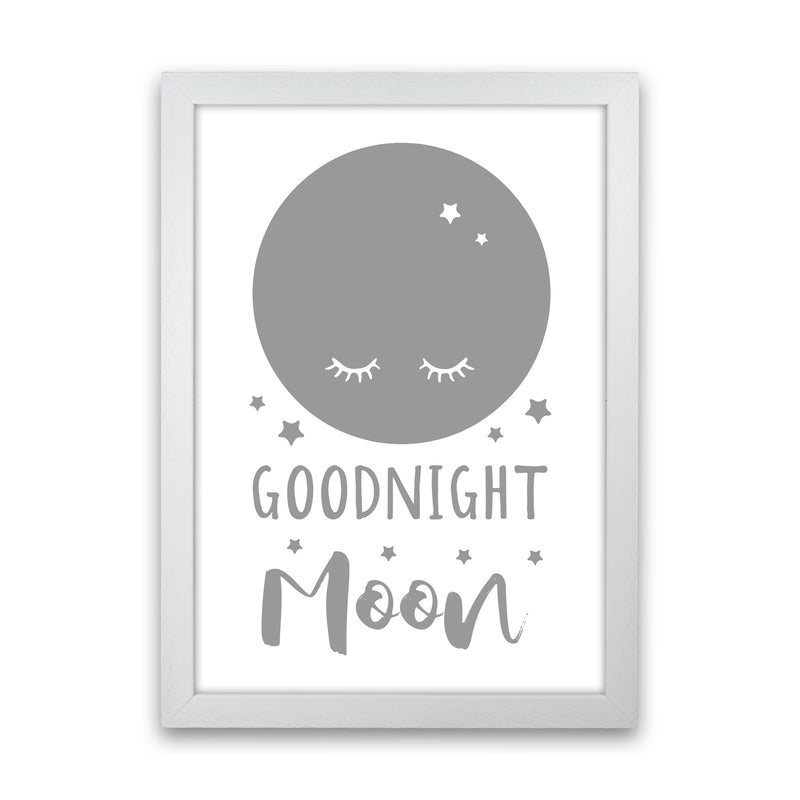 Goodnight Moon Grey Framed Nursey Wall Art Print White Grain