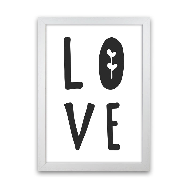 Love Black Framed Typography Wall Art Print White Grain