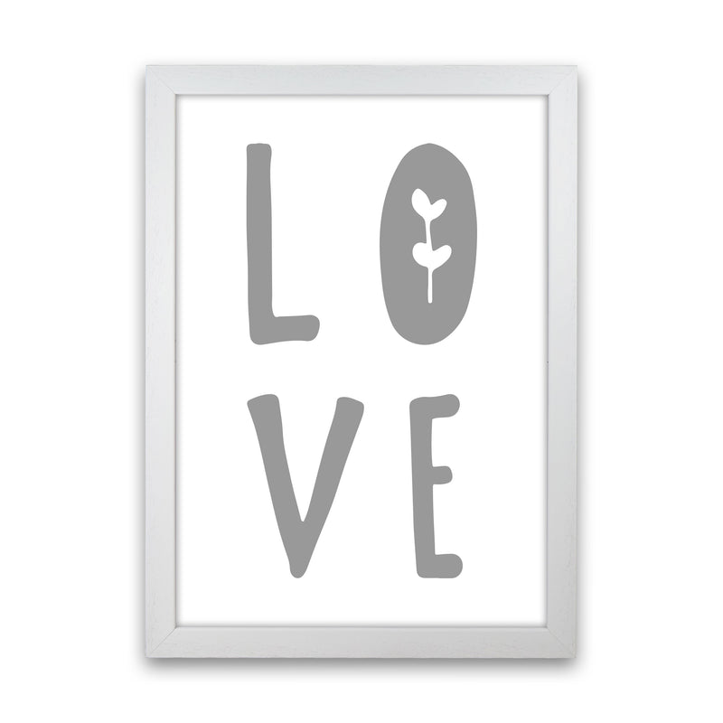 Love Grey Framed Typography Wall Art Print White Grain