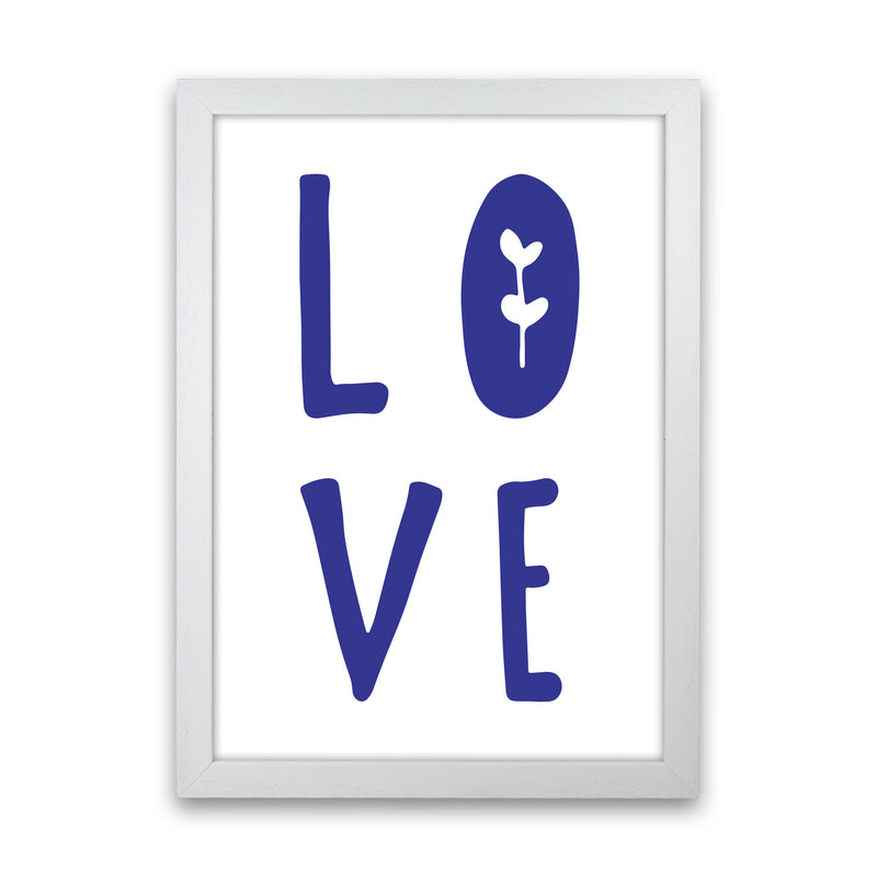 Love Navy Framed Typography Wall Art Print White Grain