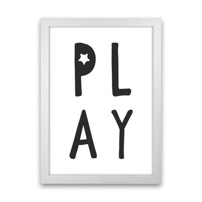 Play Black Framed Typography Wall Art Print White Grain