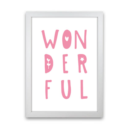 Wonderful Pink Framed Nursey Wall Art Print White Grain