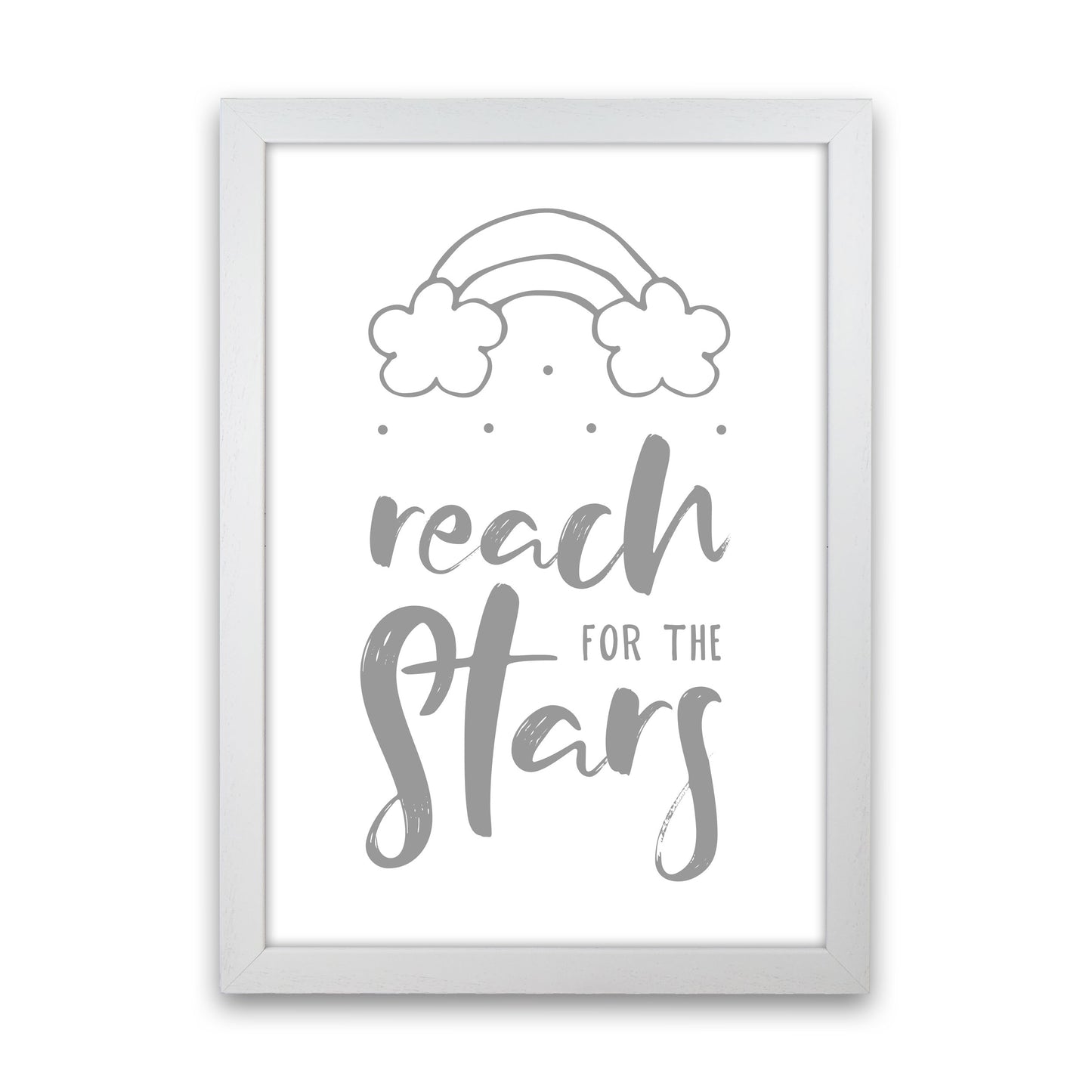 Reach For The Stars Grey Modern Print White Grain