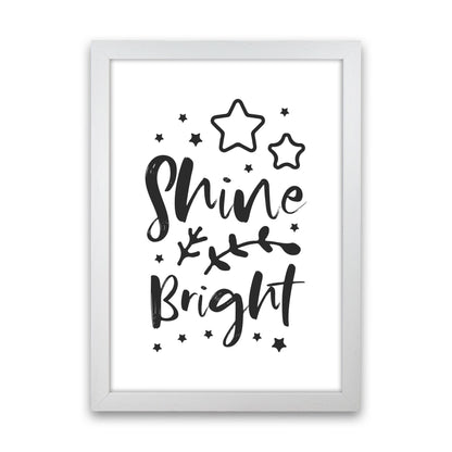 Shine Bright Black Framed Nursey Wall Art Print White Grain