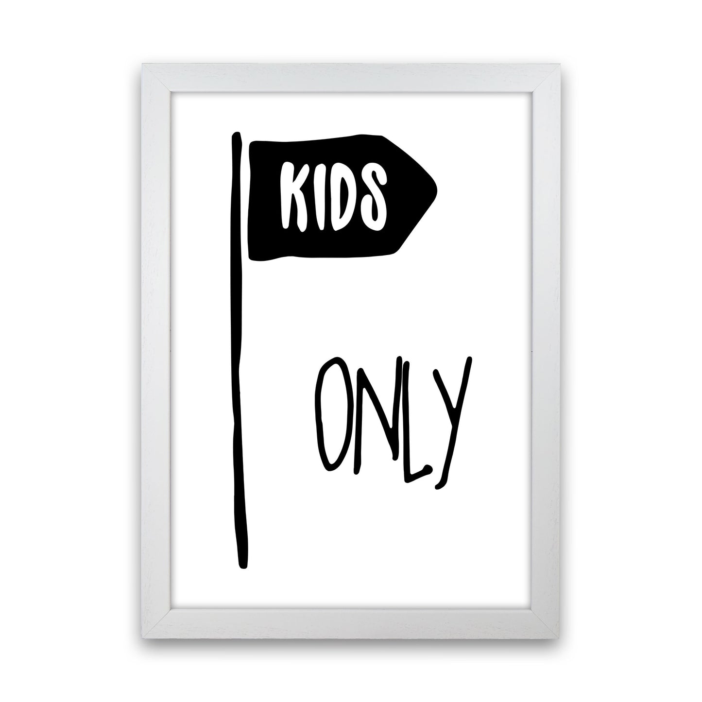 Kids Only Black Framed Nursey Wall Art Print White Grain