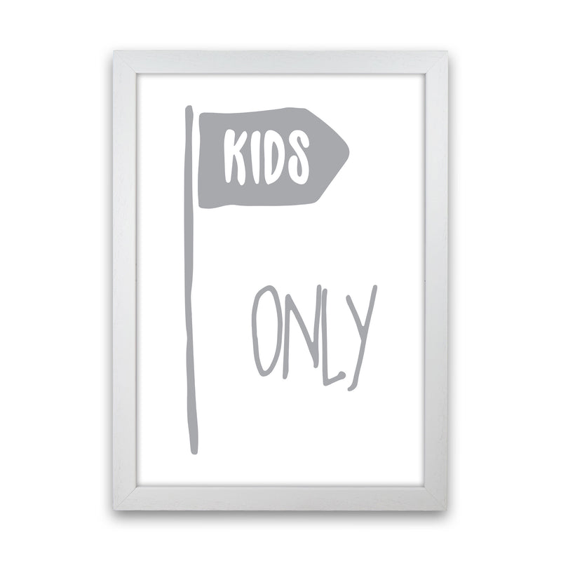 Kids Only Grey Framed Nursey Wall Art Print White Grain