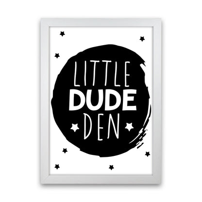 Little Dude Den Black Circle Framed Nursey Wall Art Print White Grain