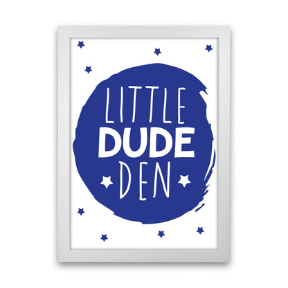 Little Dude Den Navy Circle Framed Nursey Wall Art Print White Grain
