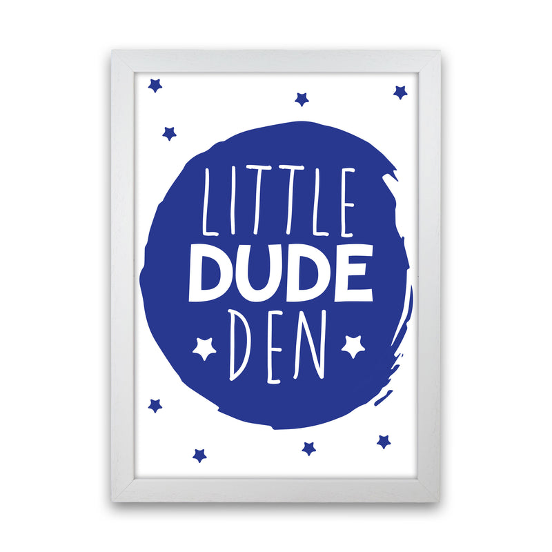Little Dude Den Navy Circle Framed Nursey Wall Art Print White Grain