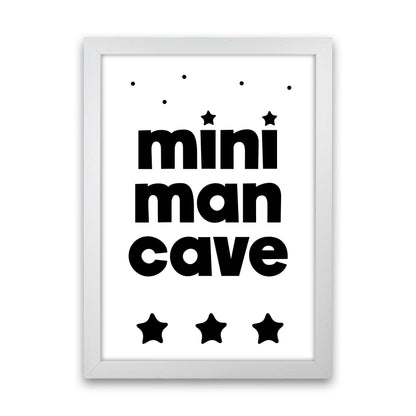 Mini Man Cave Black Framed Nursey Wall Art Print White Grain