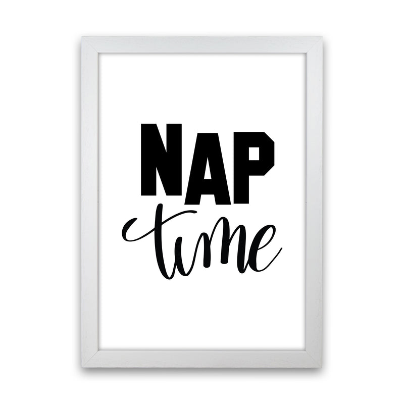 Nap Time Black Framed Typography Wall Art Print White Grain
