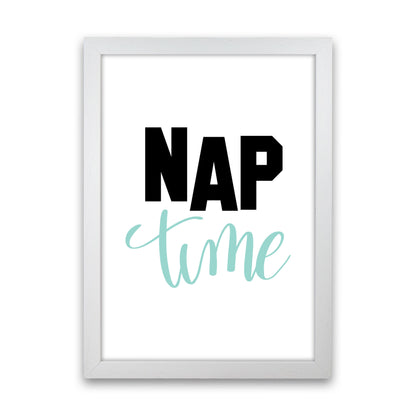 Nap Time Black And Mint Framed Typography Wall Art Print White Grain