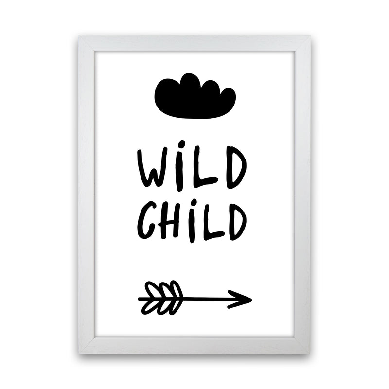Wild Child Black Framed Nursey Wall Art Print White Grain