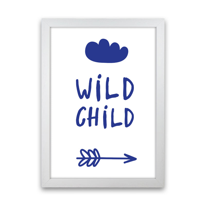 Wild Child Navy Framed Nursey Wall Art Print White Grain