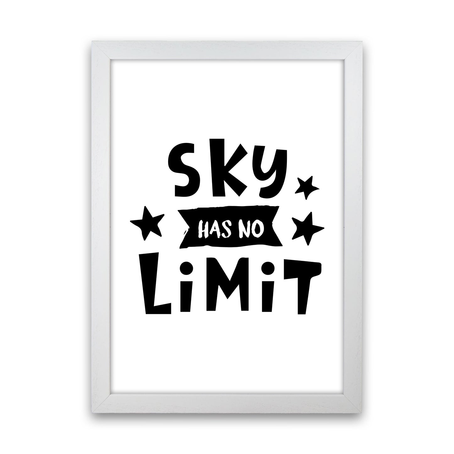 Sky Has No Limit Framed Nursey Wall Art Print White Grain