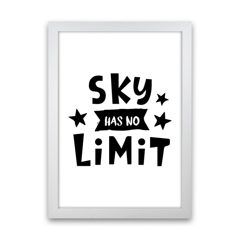Sky Has No Limit Framed Nursey Wall Art Print White Grain
