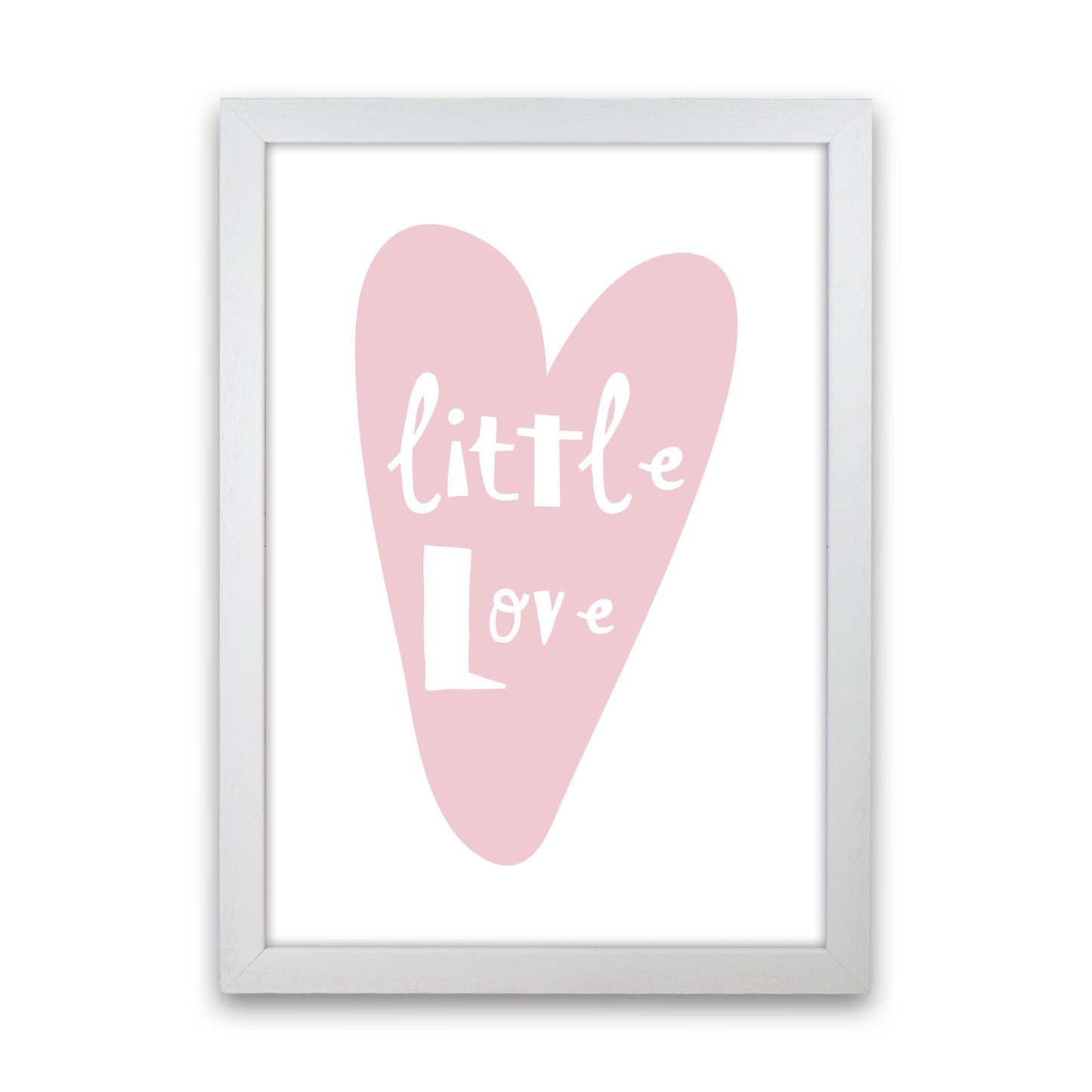 Little Love Heart Framed Nursey Wall Art Print White Grain