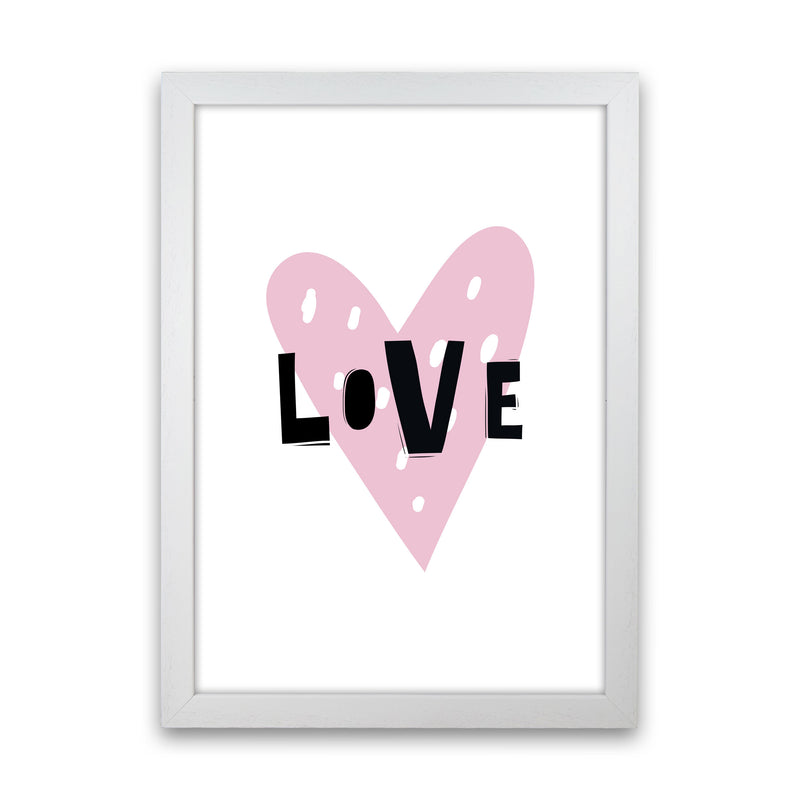 Love Heart Scandi Framed Typography Wall Art Print White Grain