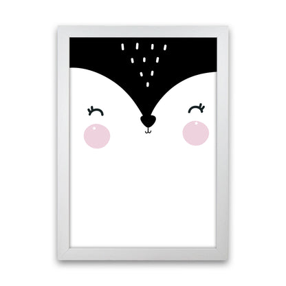 Penguin Face Scandi Modern Print White Grain