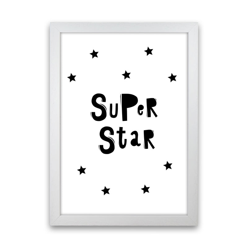 Super Star Scandi Framed Nursey Wall Art Print White Grain