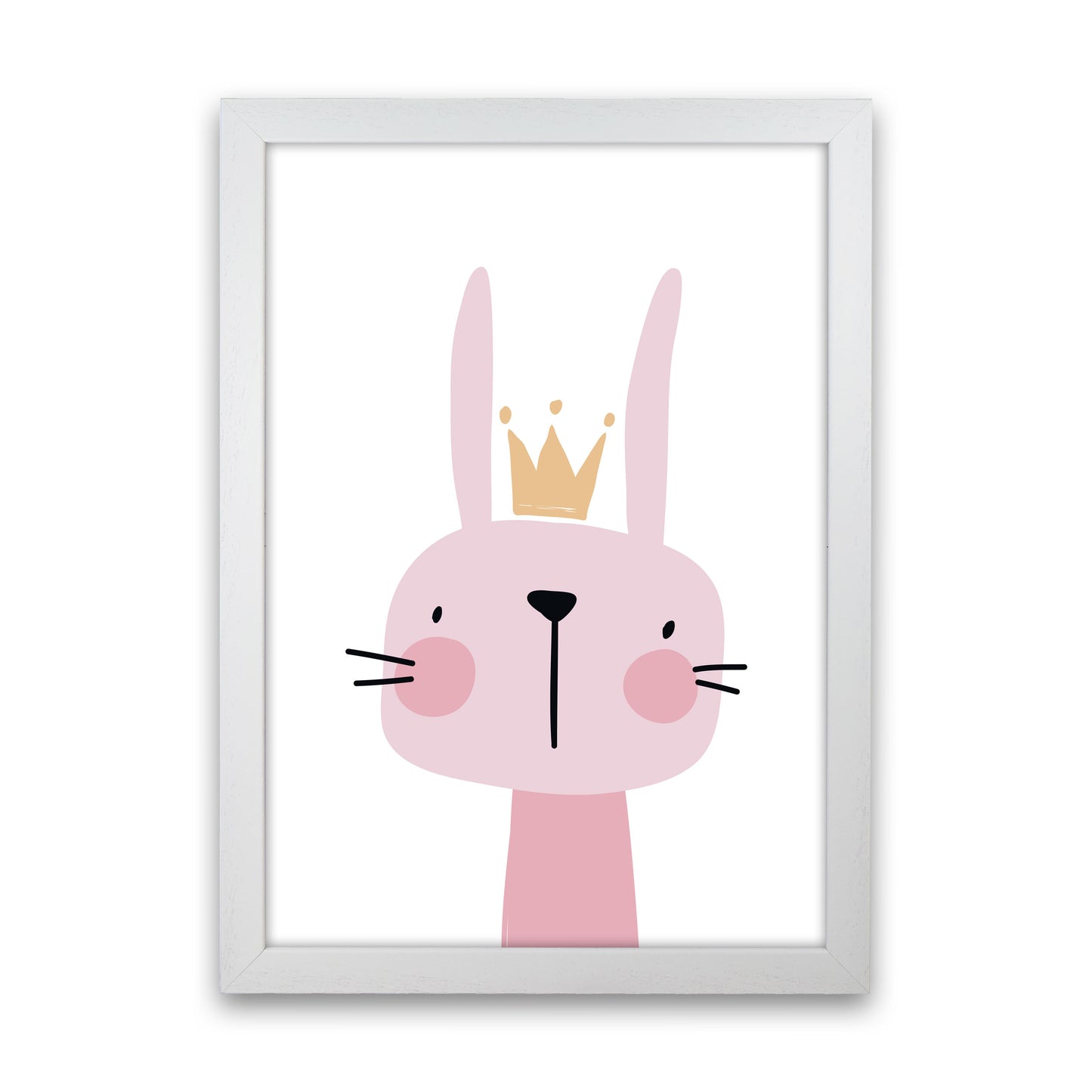 Pink Bunny Modern Print Animal Art Print White Grain