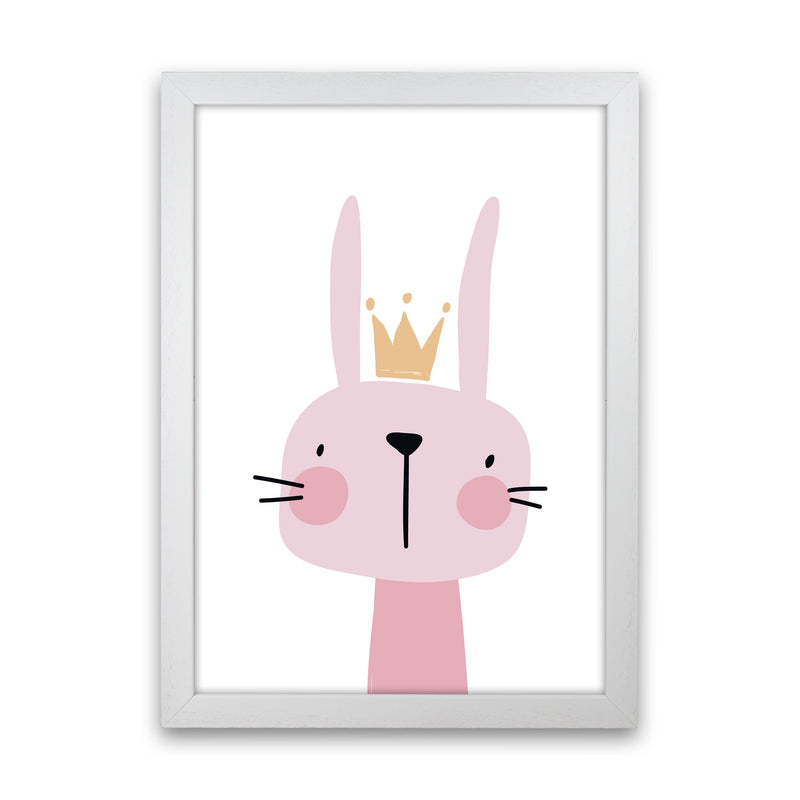 Pink Bunny Modern Print Animal Art Print White Grain